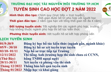 Thông báo tuyển sinh đào tạo trình độ thạc sĩ đợt 2 năm 2022