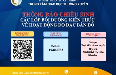 Thông báo Số 733 về việc các lớp Bồi dưỡng kiến thức về hoạt động đo đạc bản đồ 