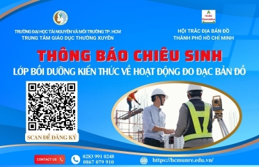 Thông báo về việc Chiêu sinh các lớp bồi dưỡng kiến thức về hoạt động đo đạc bản đồ.