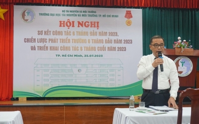 Hội nghị Sơ kết công tác 6 tháng đầu năm 2023 và thực hiện Chiến lược phát triển Trường 6 tháng đầu năm 2023 của Trường Đại học Tài nguyên và Môi trường TP.HCM